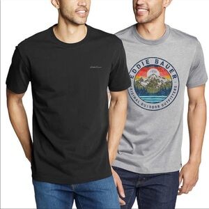 Eddie Bauer Men's Graphic & Solid Tee Shirt, 2-Pack